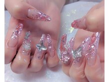アモ ラブネイルズ 高崎駅前店(AMO Love nails)/キラキラパーツロングスカルプ