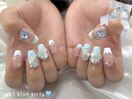 みずいろガーリーネイル♪