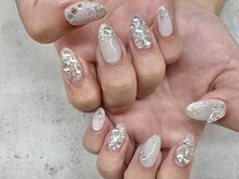ネイルサロン ドゥ(Nail Salon Doux)/（平田）キラキラホワイトネイル