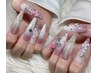 【派手ネイル】10本長さ出し＋フルデザインパーツ付け放題/14,300円
