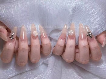 ダイアモンドネイルスタジオ 新宿店(Diamond Nail Studio)/チップ長さだし4本デザイン