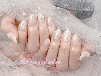 エンジェルネイルサロン(Angel nail salon)/ホワイトラメXハートXレース