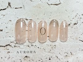 夏ネイル　ニュアンス　透け感