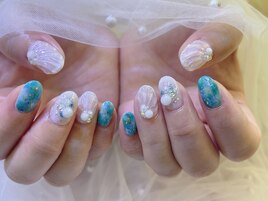 海 マーブル　ニュアンスネイル