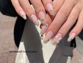 オーシャンネイル 金山店(Ocean Nail)/＃長さだし×リボンネイル