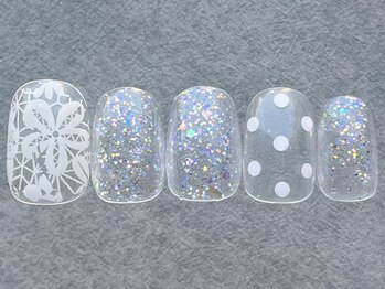 ネイルメゾン 天神店(NAIL MAISON)/ドットレースクリア夏¥4300