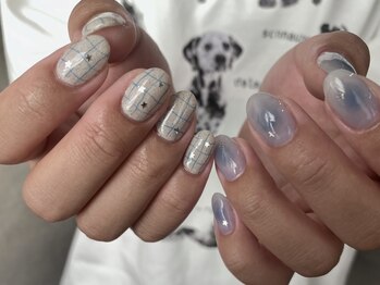 エティル(Etel atelier)/チェックネイル/色鉛筆ネイル