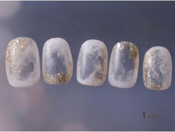 アイネイルズ 吉祥寺店(I nails)/クリアラメホワイト雪ネイル
