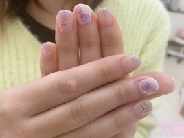 水彩画風ネイル☆キラキラ