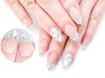 ネイルコレクション ベビーピンク(Baby Pink)/ストーンフレンチ★埋め尽くし