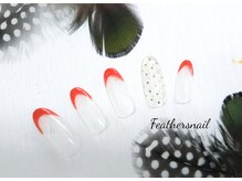 フェザーズ ネイル(feathers nail)/レッド細フレンチネイル♪