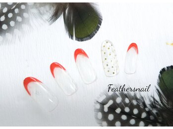 レッド細フレンチネイル♪