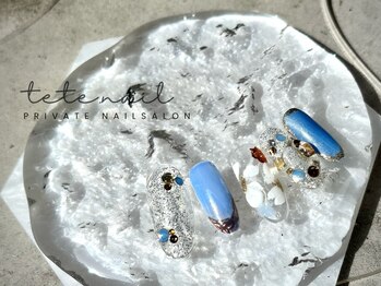 テテネイル(tete.nail)/奥行き3Dフラワー×ビジュー