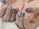 キラキラお花マグネットネイル