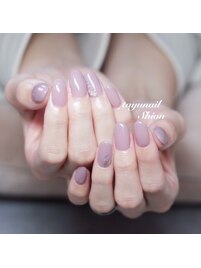 オフィス向けくすみピンクネイル