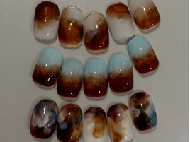 秋ネイル　カフェラテ　錦糸町