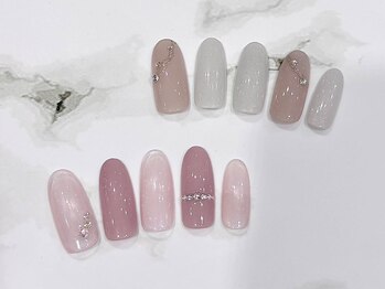 アインネイル(Aing nail)の写真/当店人気NO１★毎月変わるハンドデザイン【ドライケア付き定額シンプルネイル5500円】低価格が嬉しい♪