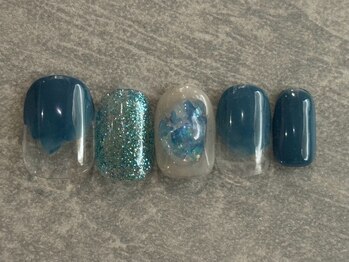 カラネイル 南森町店(calla nail)/ニュアンスフレンチ キラキラ
