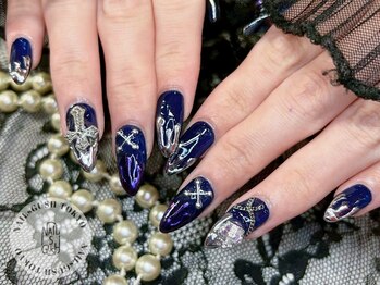 ネイルズガッシュ 溝の口店(NAILs GUSH)/強め/ゴテゴテ/ダーク/クロス