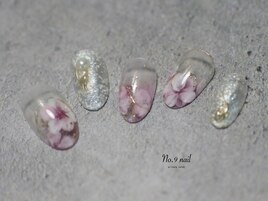 滲みフラワーネイル＊