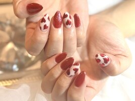 赤ハートミラーネイル◎