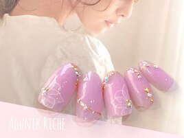 【水彩フラワーネイル】
