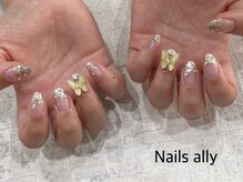 ネイルズアリー 立川店(Nails ally)/バタフライネイル×グリッター