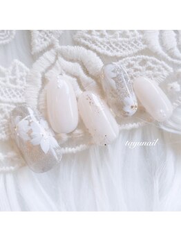 たゆ ネイル(たゆnail)/パラジェル手描きフラワーネイル
