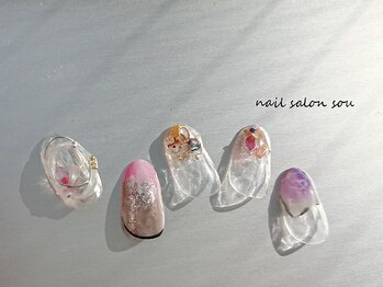 ソウ 難波店 nail salon Sou/クリアシェルnail