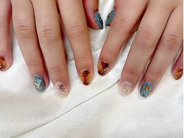 くすみcolor×べっ甲 nail