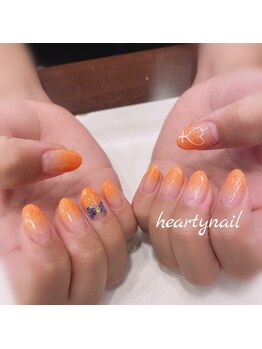 ハーティーネイル hearty nail 溝の口店/オレンジカラーグラデーション