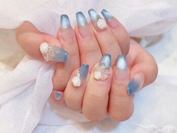 ネイルサロン デコール(NAIL SALON Decor)/ブルーマグネットローズネイル