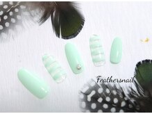 フェザーズ ネイル(feathers nail)/ミントストライプネイル♪