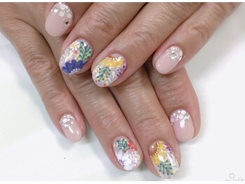 ネイルサロン ビューティーマジック 川口店/手書きフラワーネイル
