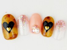 ネイルサロン ドレリッチ 大宮店(drerich)/べっ甲ハートピンクラメ