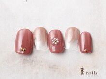 アイネイルズ 横浜EAST店(I-nails)/塗りかけパールフラワーネイル