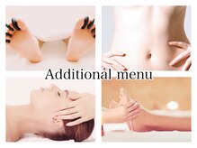 足裏リフレ、ヘッドスパ、腸セラピー等オプションメニューも多彩