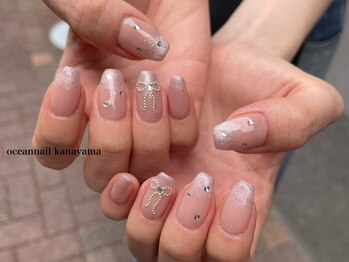 オーシャンネイル 金山店(Ocean Nail)/＃長さだし×リボンネイル