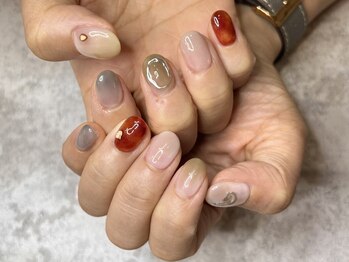ネイル スパ ココプラス(Nail spa Cocoplus)/秋色もやもやニュアンスネイル