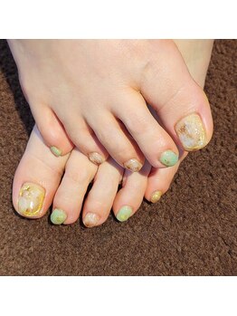 サヴァ アイラッシュアンドネイル(sava)/【フットネイル】シアーグリーン