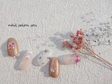 ソウ 難波店 nail salon Sou/押し花ぷっくりnail
