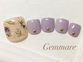 押し花風フットネイル