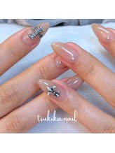 ツキカドットネイル(tsukika.nail)/【クロスネイル】シアーベージュ
