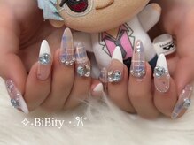 青チェックネイル♪