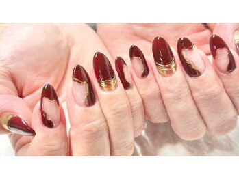 ネイル シスター(nail sister)/上品な赤&クリアネイル