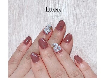 ルアナ(Luana)/手書きフラワー/くすみネイル