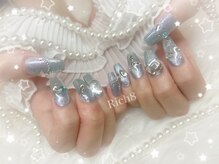 ネイルアンドまつげエクステ リッチエイト 原宿店(Rich8)/スカルプ☆水色マグネットネイル