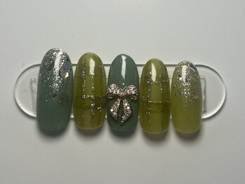 ジョアネイル(JOA Nail)/ラメチェック/リボン/デート
