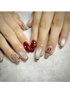 定額デザイン/赤ネイル