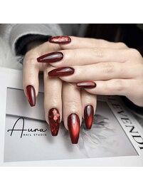 深紅ハートネイル